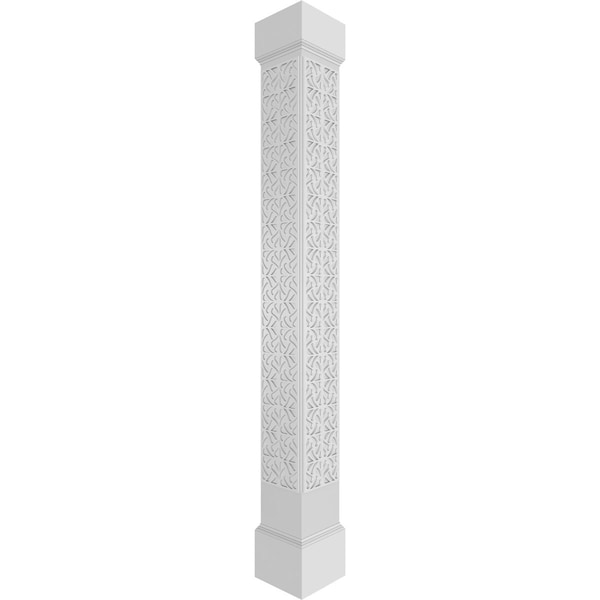 Ekena Millwork Craftsman Classic Square Non-Tapered Paisley Fretwork Column w/ Mission Capital & Mission Base CC1009ENPSLMIMI - main